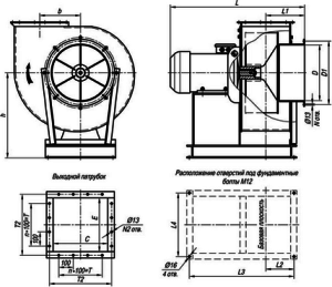 Габаритные и присоединительные размеры вентиляторов ВР 140-40 №5; №6,3; №8 исп-1.